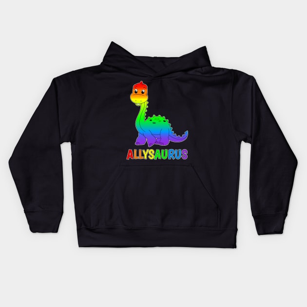 Diplodocus Dinosaur Is An LGBTQ Allysaurus - Gay Pride Ally Kids Hoodie by brodyquixote